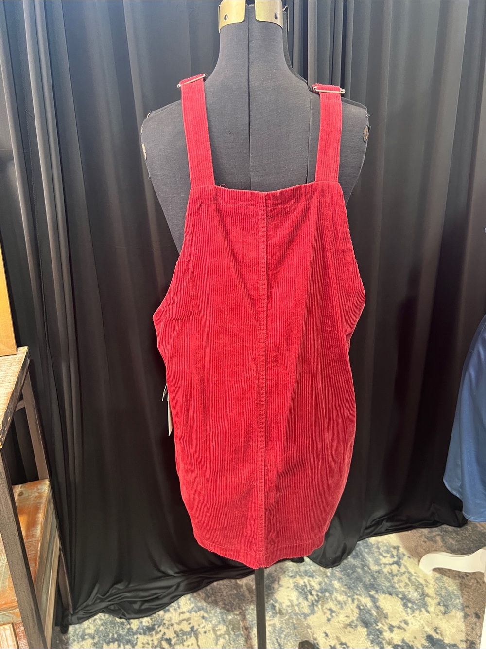 Celebrity Pink Maroon Denim Daisy Pinafore Dress Medium (0071, 0373) - Picture 3 of 9